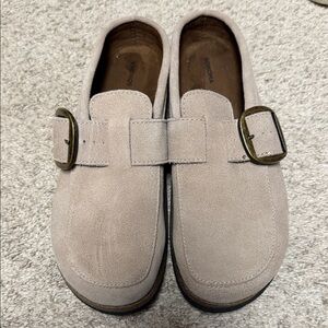 Sonoma Taupe Suede Mules with Buckle
